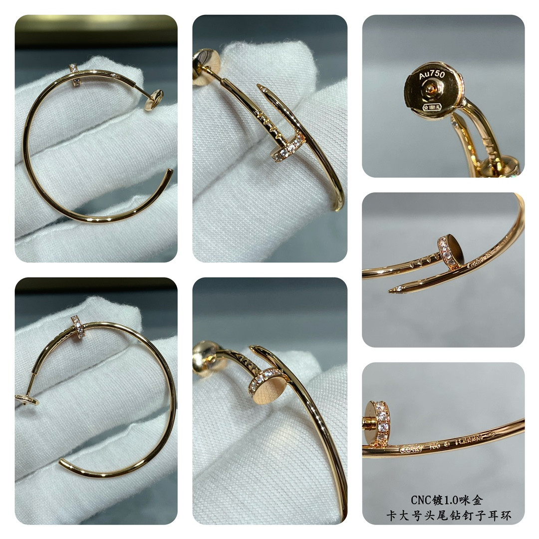 Cartier Large size head and tail diamond nail Earrings