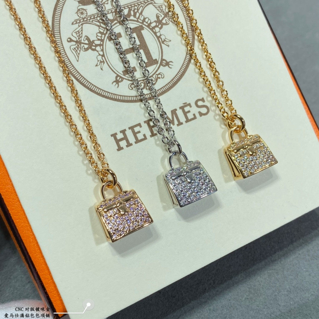 Hermès Fully Diamond-Encrusted Bag Necklace