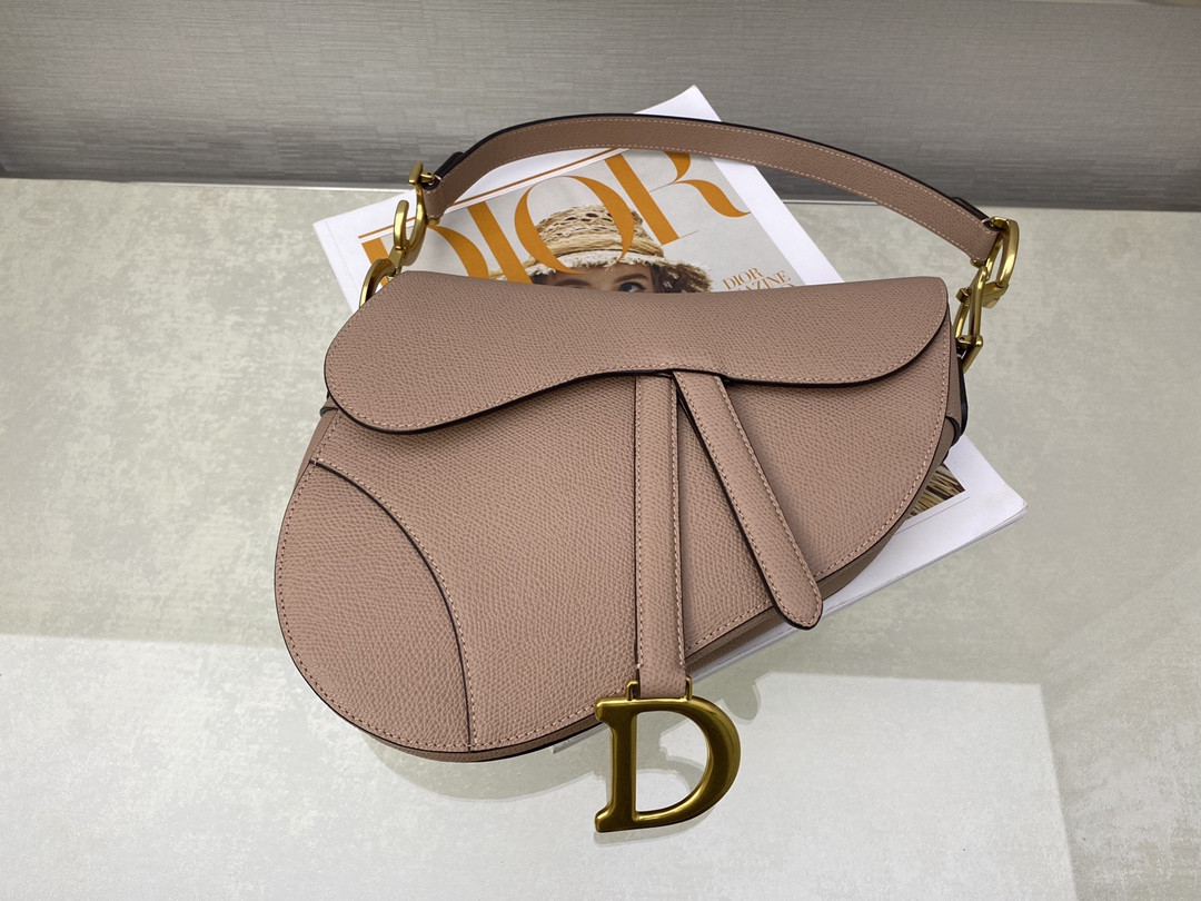 Dior Saddle Bag Warm Taupe Grained Calfskin 25.5x20x6.5cm