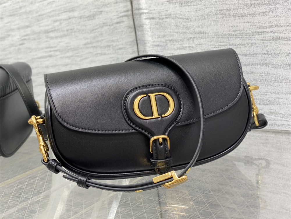 DIOR BOBBY EAST-WEST BAG Latte Box Calfskin black