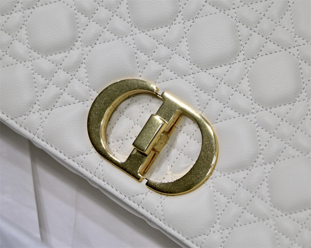 MEDIUM DIOR CARO BAG Ivory Supple Cannage Calfskin 25.5 x 15.5 x 8 cm