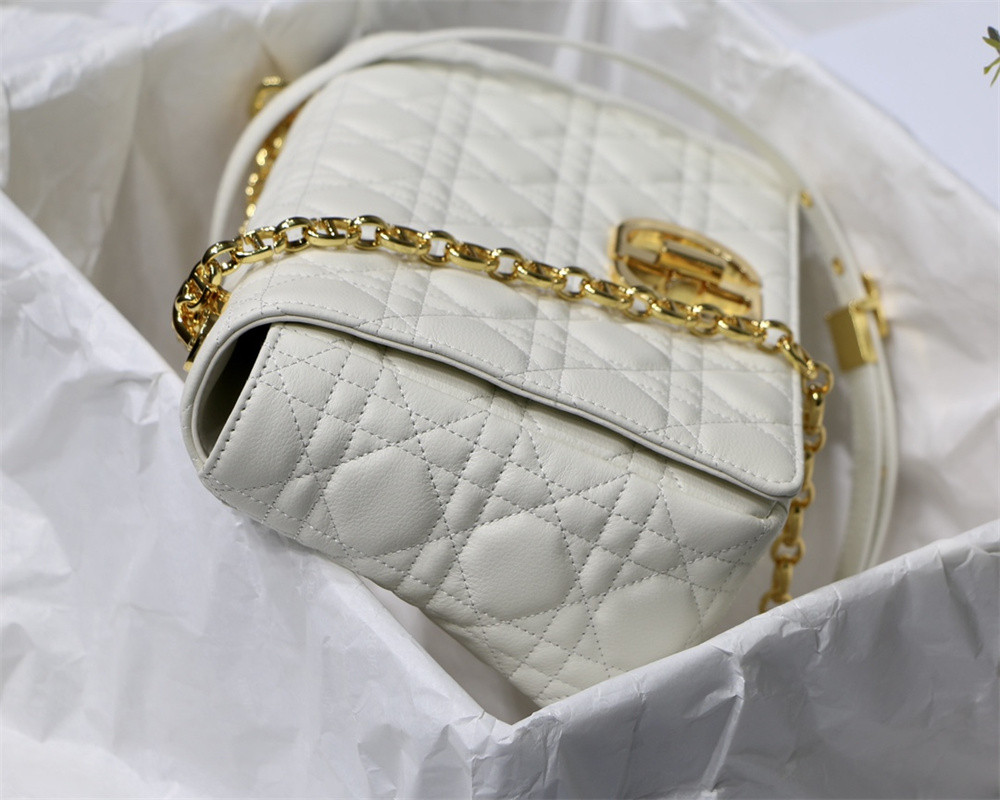 MEDIUM DIOR CARO BAG Ivory Supple Cannage Calfskin 25.5 x 15.5 x 8 cm