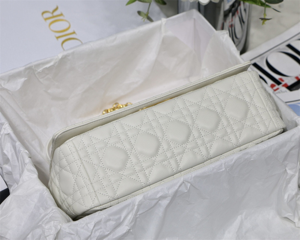 MEDIUM DIOR CARO BAG Ivory Supple Cannage Calfskin 25.5 x 15.5 x 8 cm