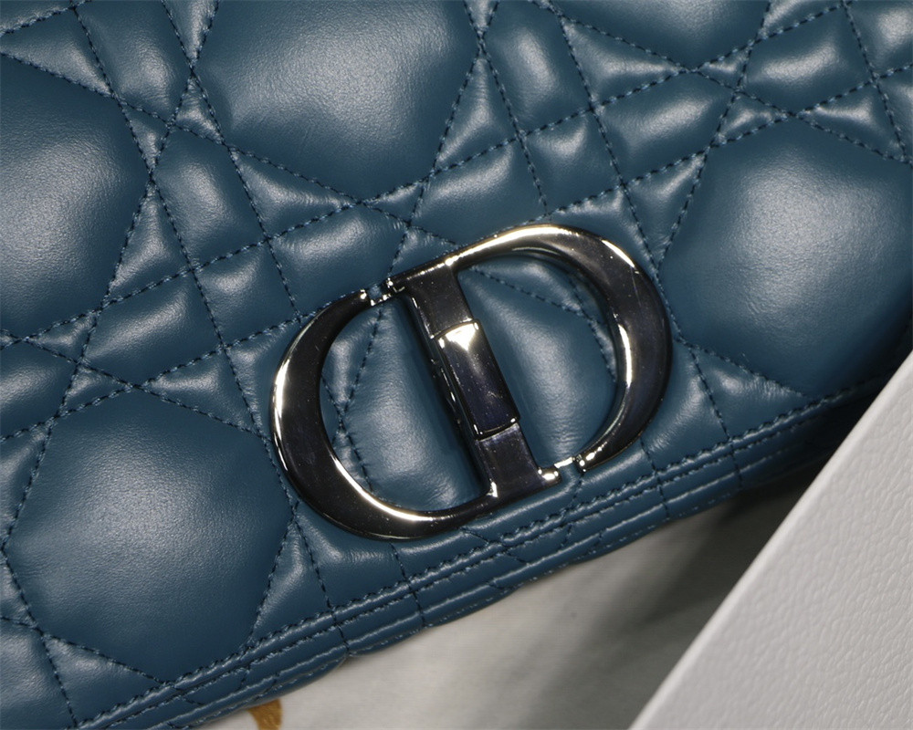 MEDIUM DIOR CARO BAG Navy Supple Cannage Calfskin With Silver Hardware 25.5 x 15.5 x 8 cm