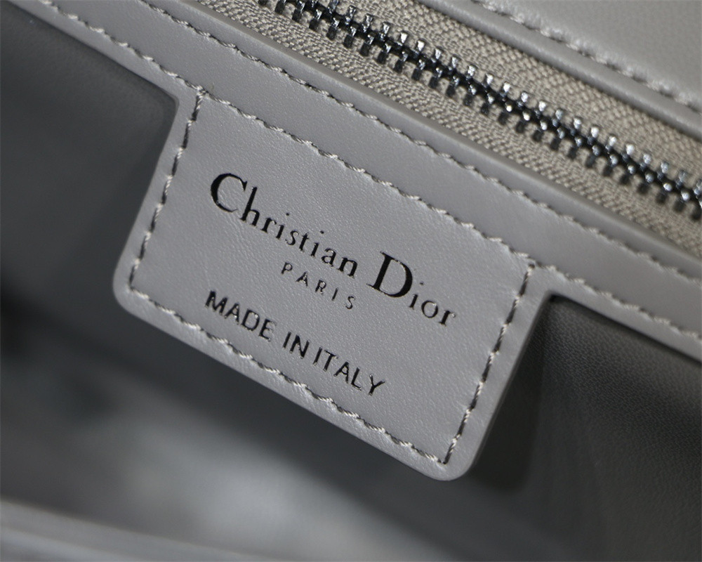 MEDIUM DIOR CARO BAG Grey Supple Cannage Calfskin With Silver Hardware 25.5 x 15.5 x 8 cm