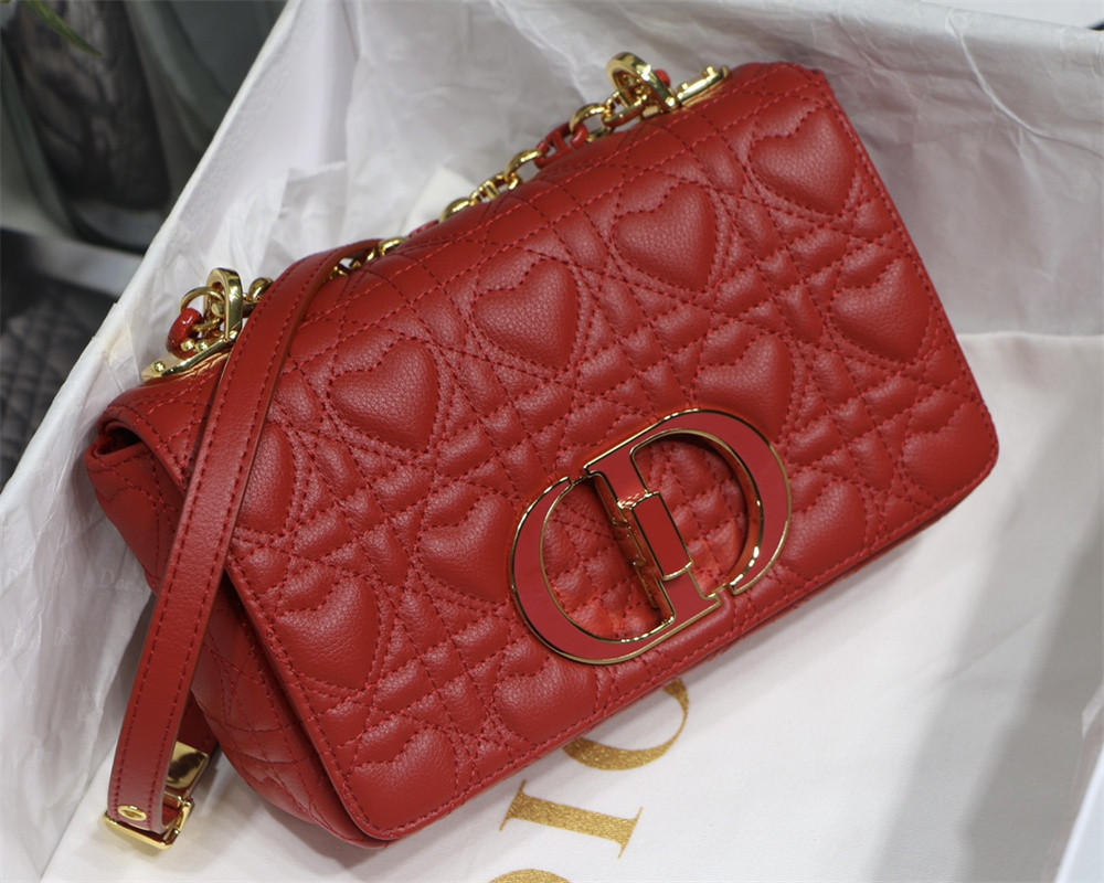 SMALL DIOR CARO BAG amour red 20 x 12 x 7 cm