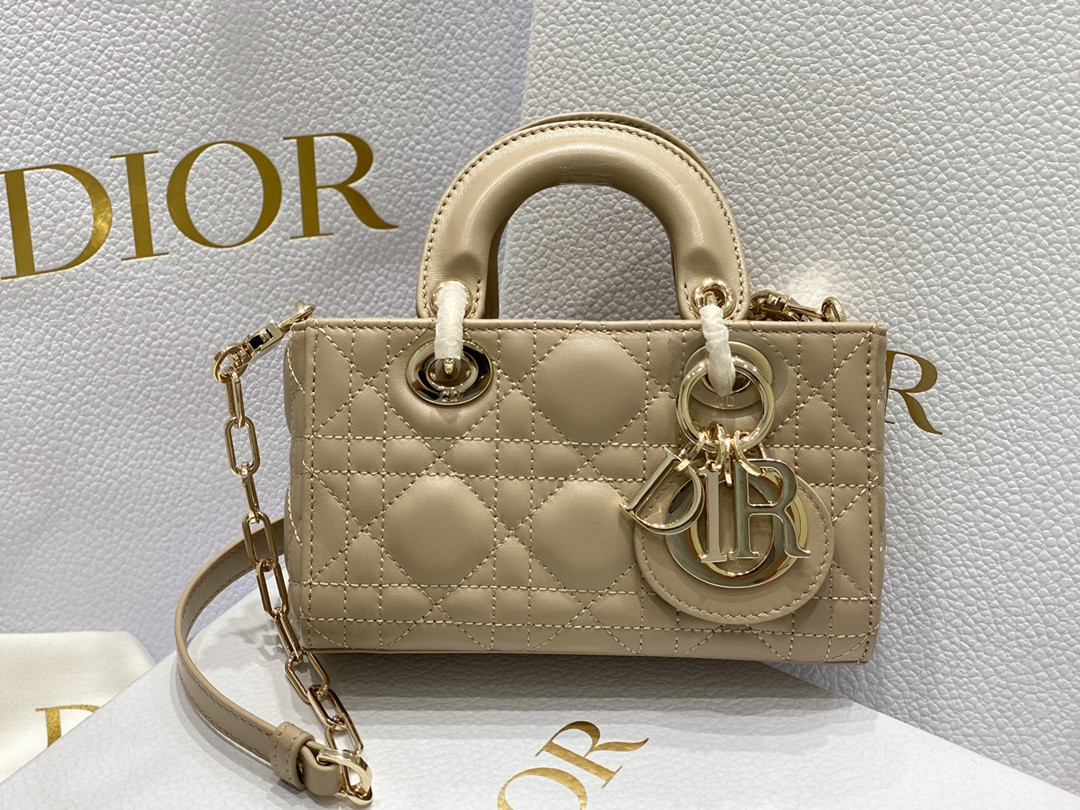 DIOR MINI LADY D-JOY BAG Biscuit 16 x 9 x 5 CM