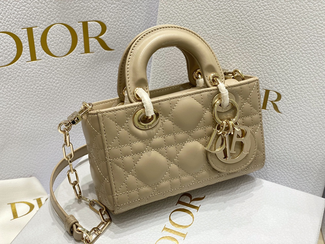 DIOR MINI LADY D-JOY BAG Biscuit 16 x 9 x 5 CM