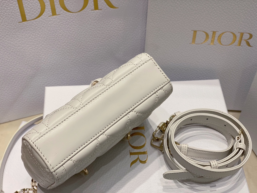 DIOR MINI LADY D-JOY BAG White 16 x 9 x 5 CM