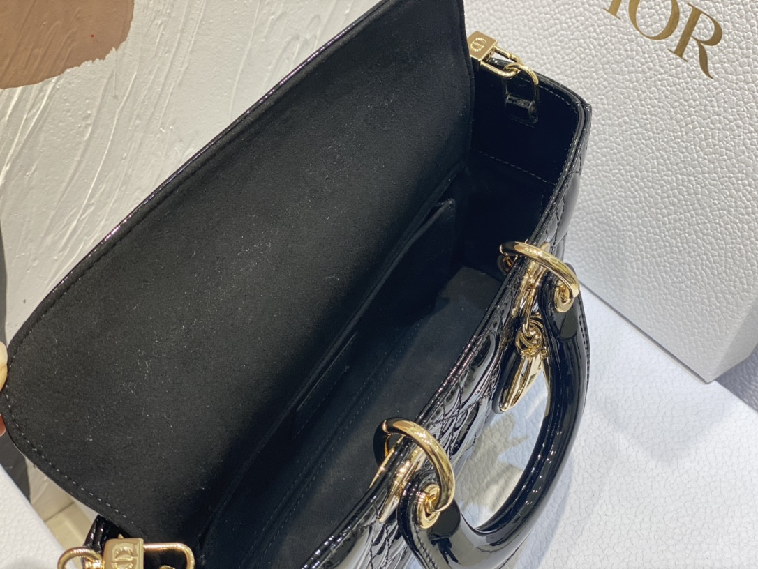 DIOR SMALL LADY D-JOY BAG Black Patent