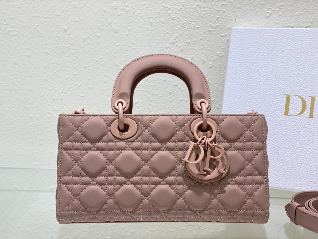 DIOR SMALL LADY D-JOY BAG Ultramatte Pink Cannage Calfskin