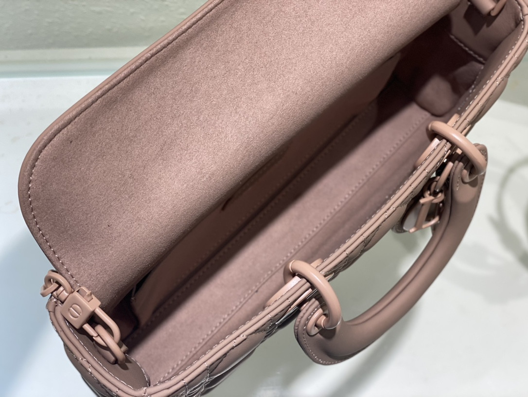 DIOR SMALL LADY D-JOY BAG Ultramatte Pink Cannage Calfskin