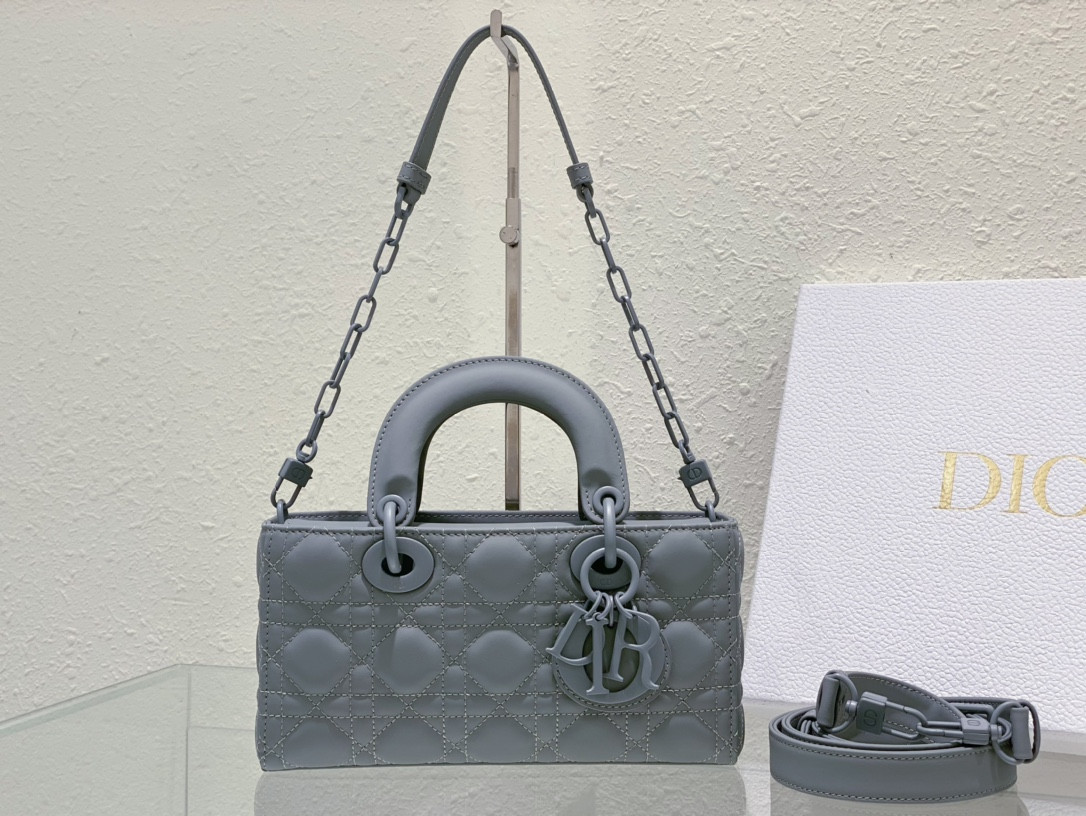 DIOR SMALL LADY D-JOY BAG Ultramatte Grey Cannage Calfskin