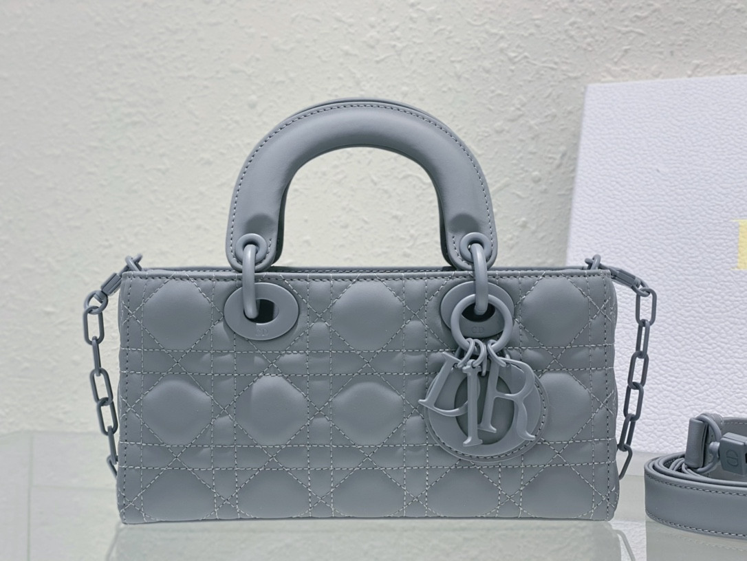 DIOR SMALL LADY D-JOY BAG Ultramatte Grey Cannage Calfskin