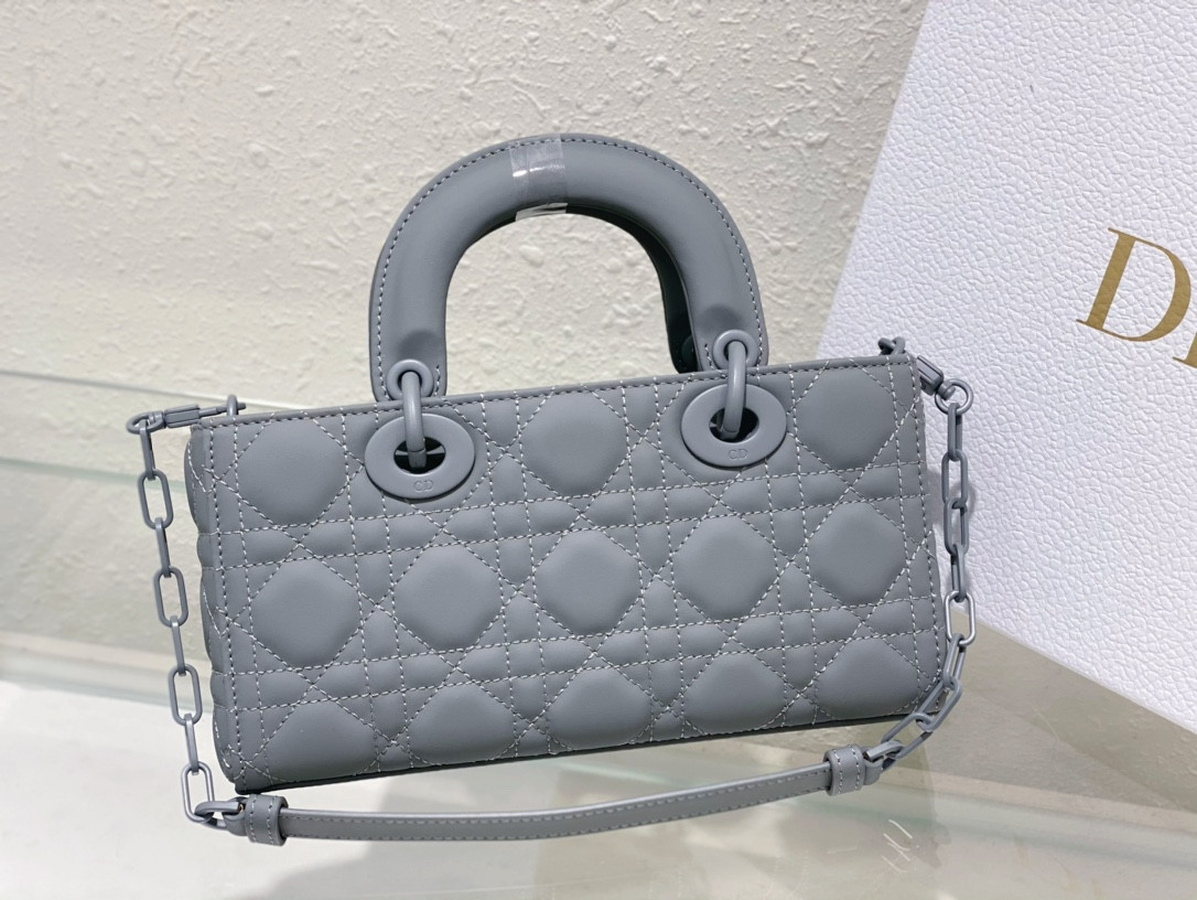 DIOR SMALL LADY D-JOY BAG Ultramatte Grey Cannage Calfskin