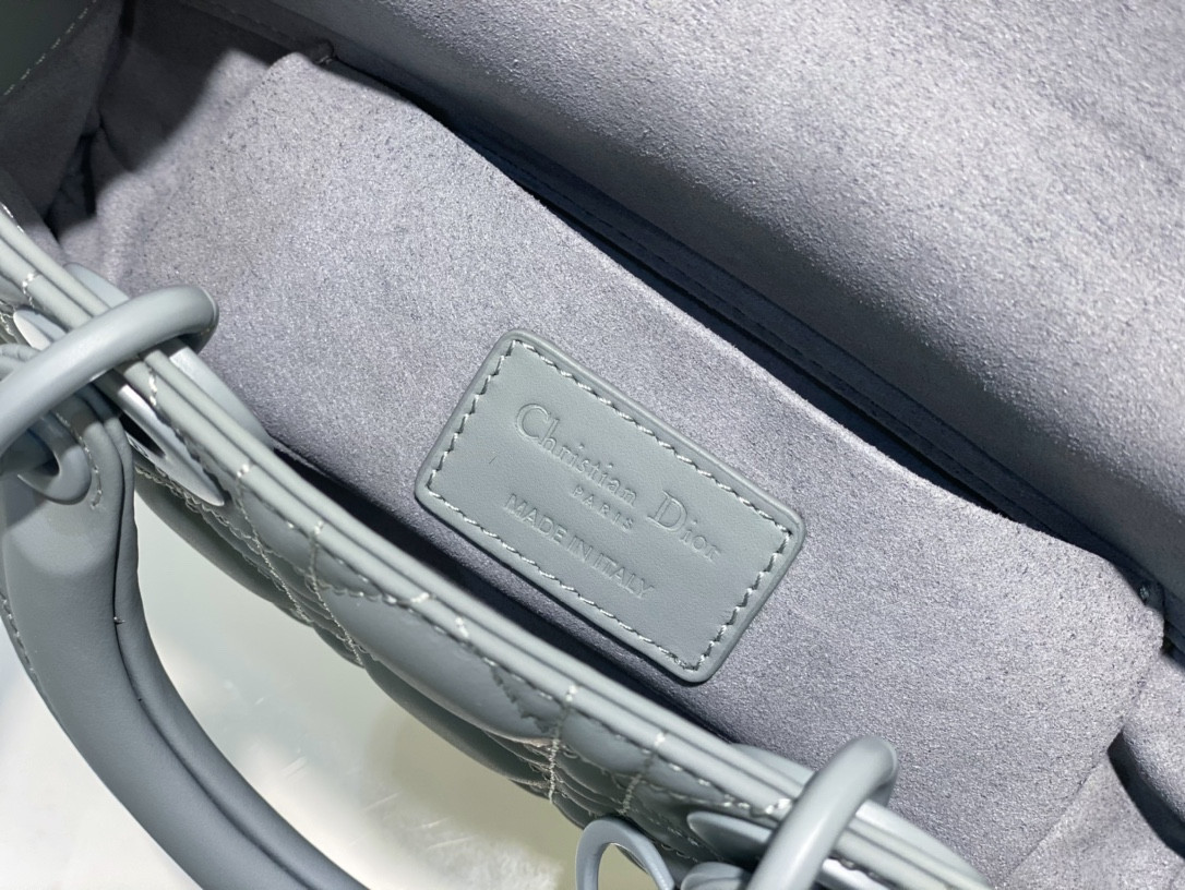 DIOR SMALL LADY D-JOY BAG Ultramatte Grey Cannage Calfskin