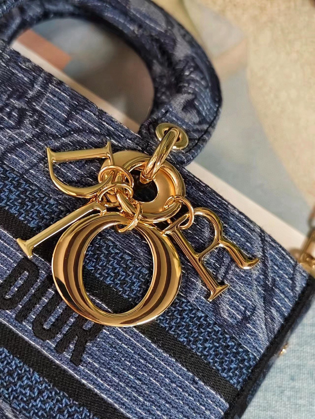 DIOR MEDIUM LADY D-JOY BAG BLUE