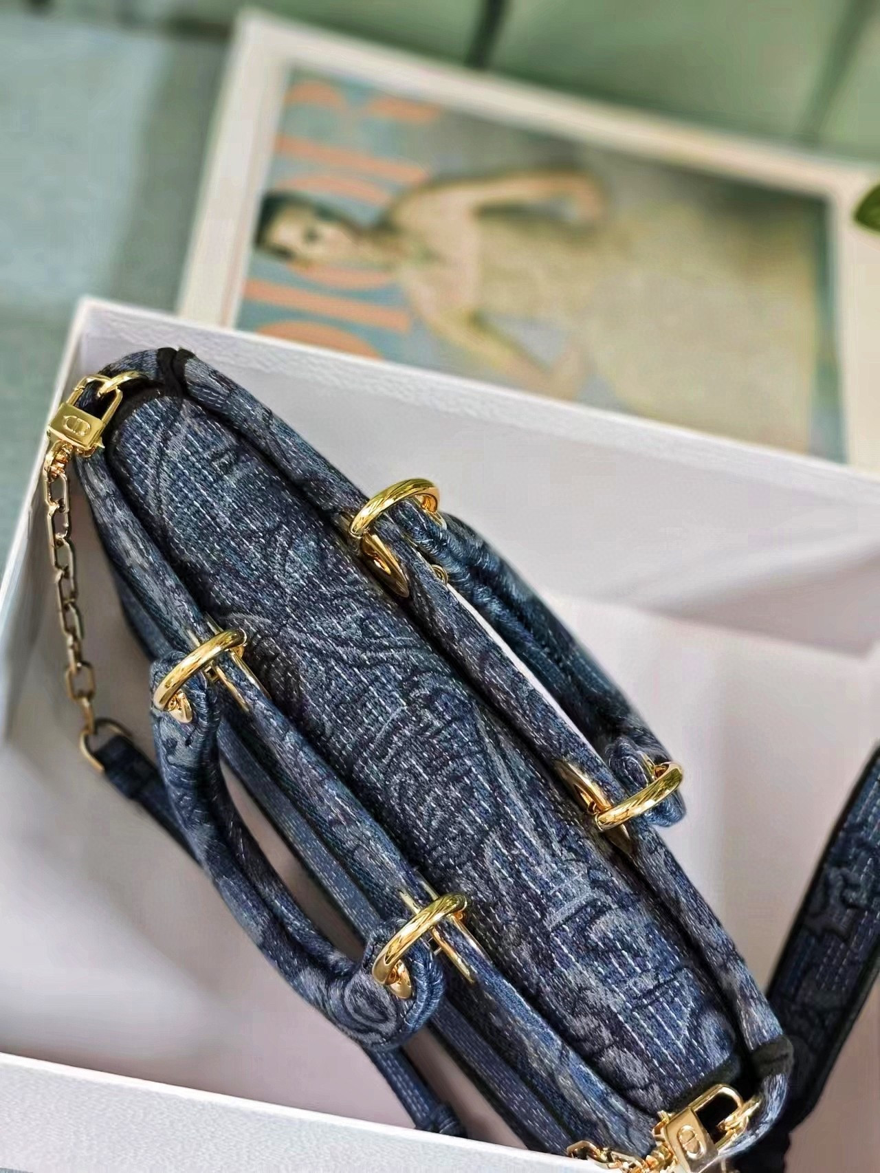 DIOR MEDIUM LADY D-JOY BAG BLUE