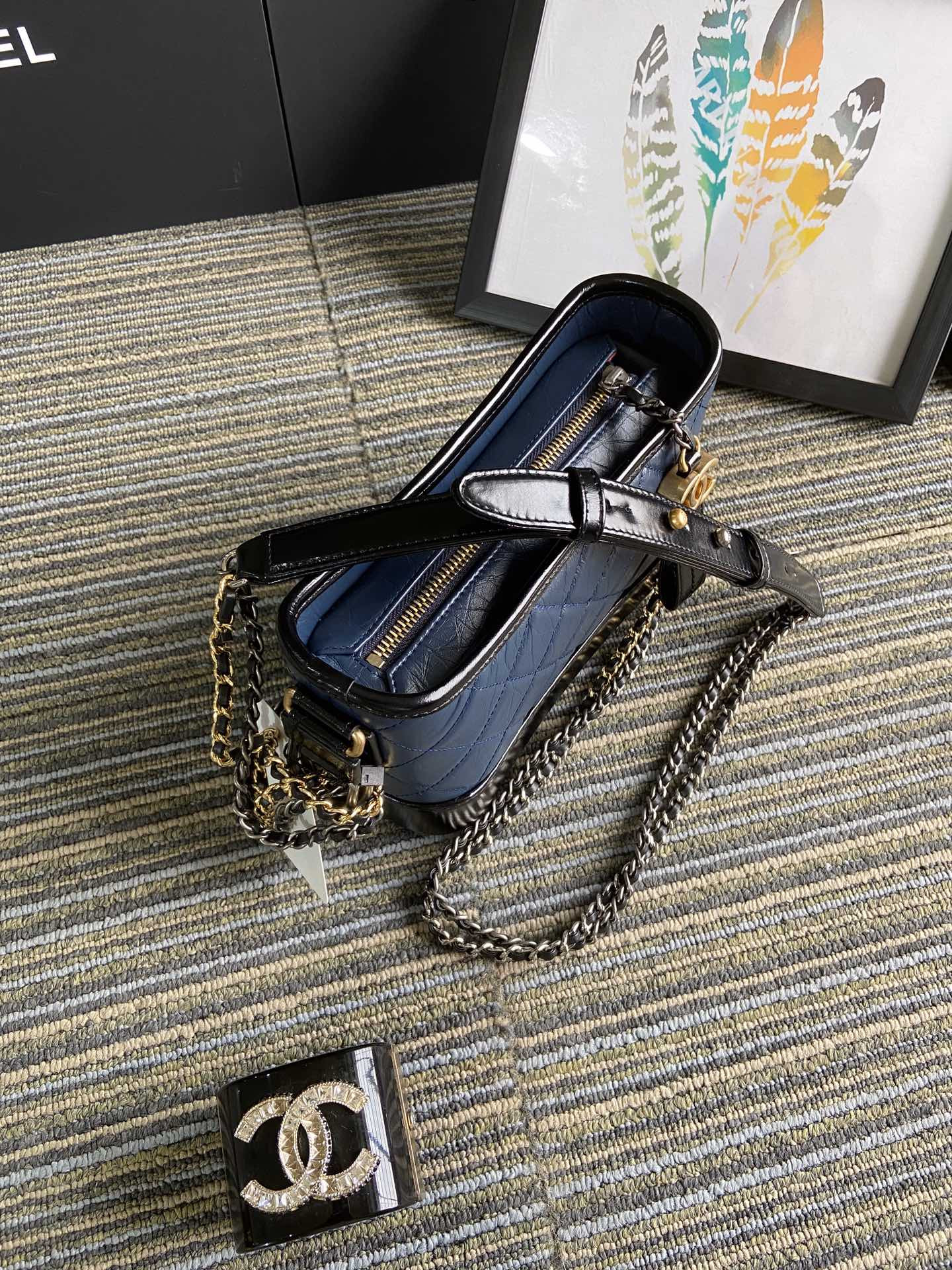 Chanel Gabrielle SMALL BLUE with shoulder strap letters 20 x 15 x 8cm