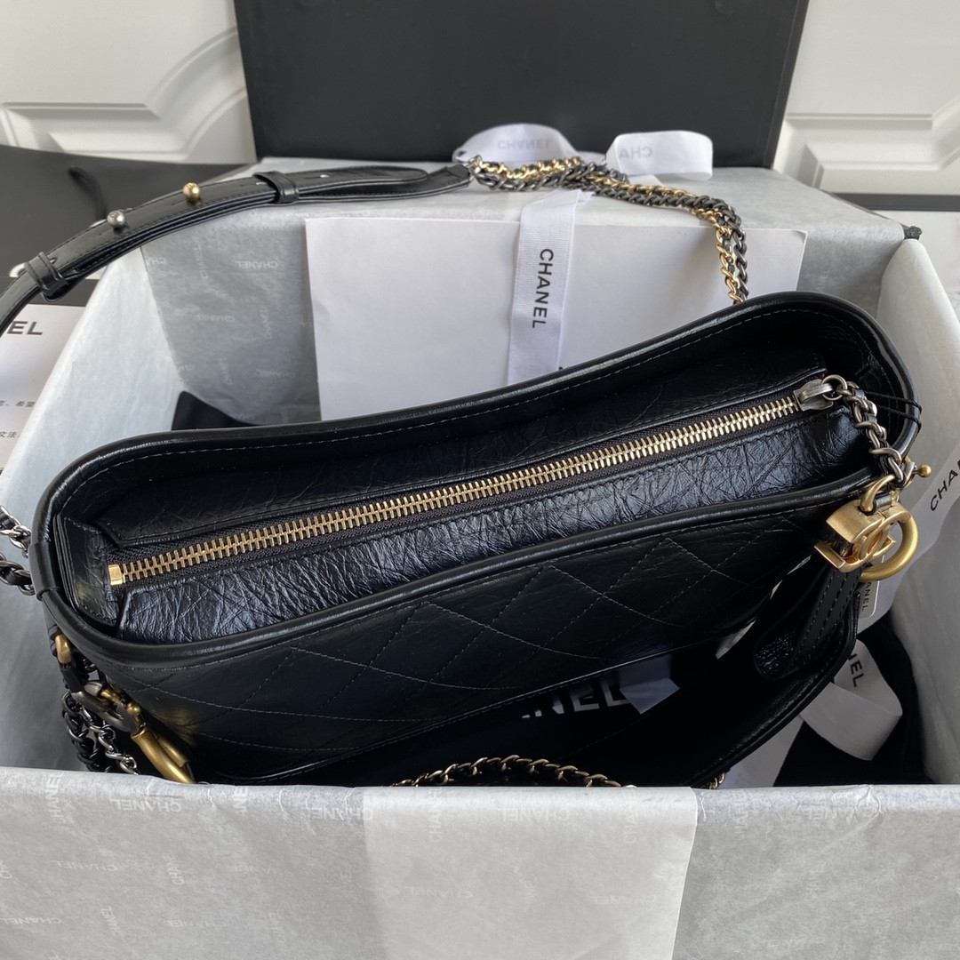 Chanel Gabrielle MEDIUM BLACK with shoulder strap letters 21 x 28 x 10cm