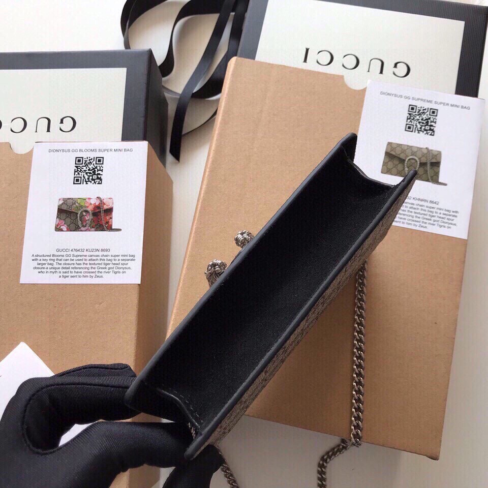 GUCCI DIONYSUS GG SUPREME SUPER MINI BAG 6.5"Wx3.9"Hx1.6"D