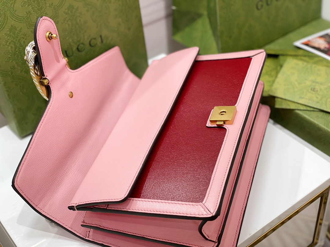 GUCCI DIONYSUS SMALL SHOULDER BAG PINK RED 11"Wx7"Hx3.5"D