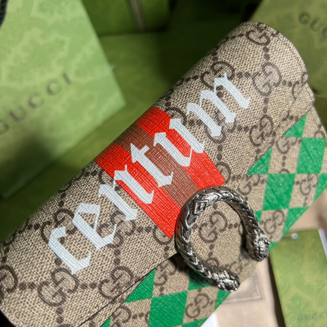 GUCCI DIONYSUS GG SUPREME SUPER MINI BAG 6.5"Wx3.9"Hx1.6"D