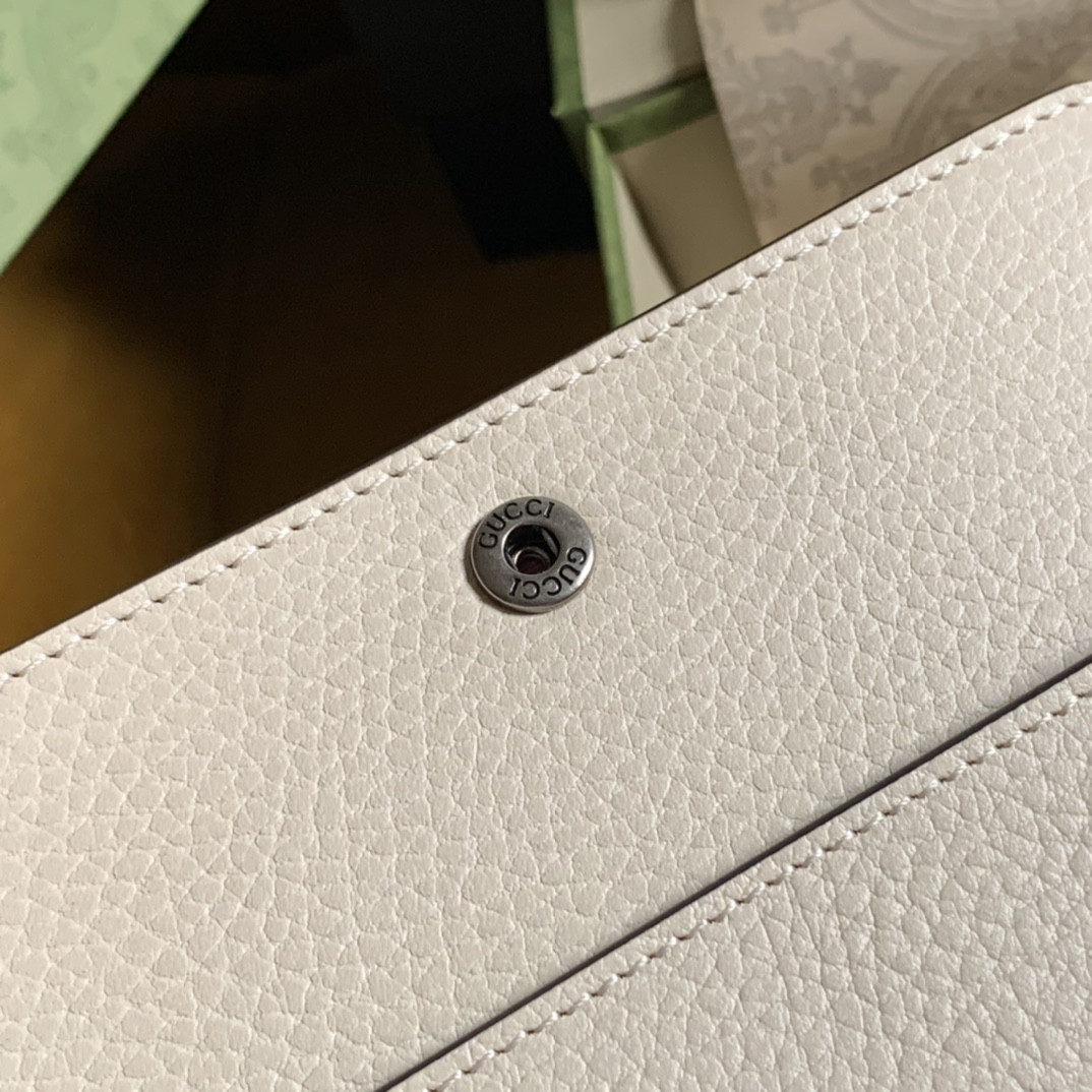 GUCCI DIONYSUS LEATHER SUPER MINI BAG WHITE 6.5"Wx3.9"Hx1.6"D