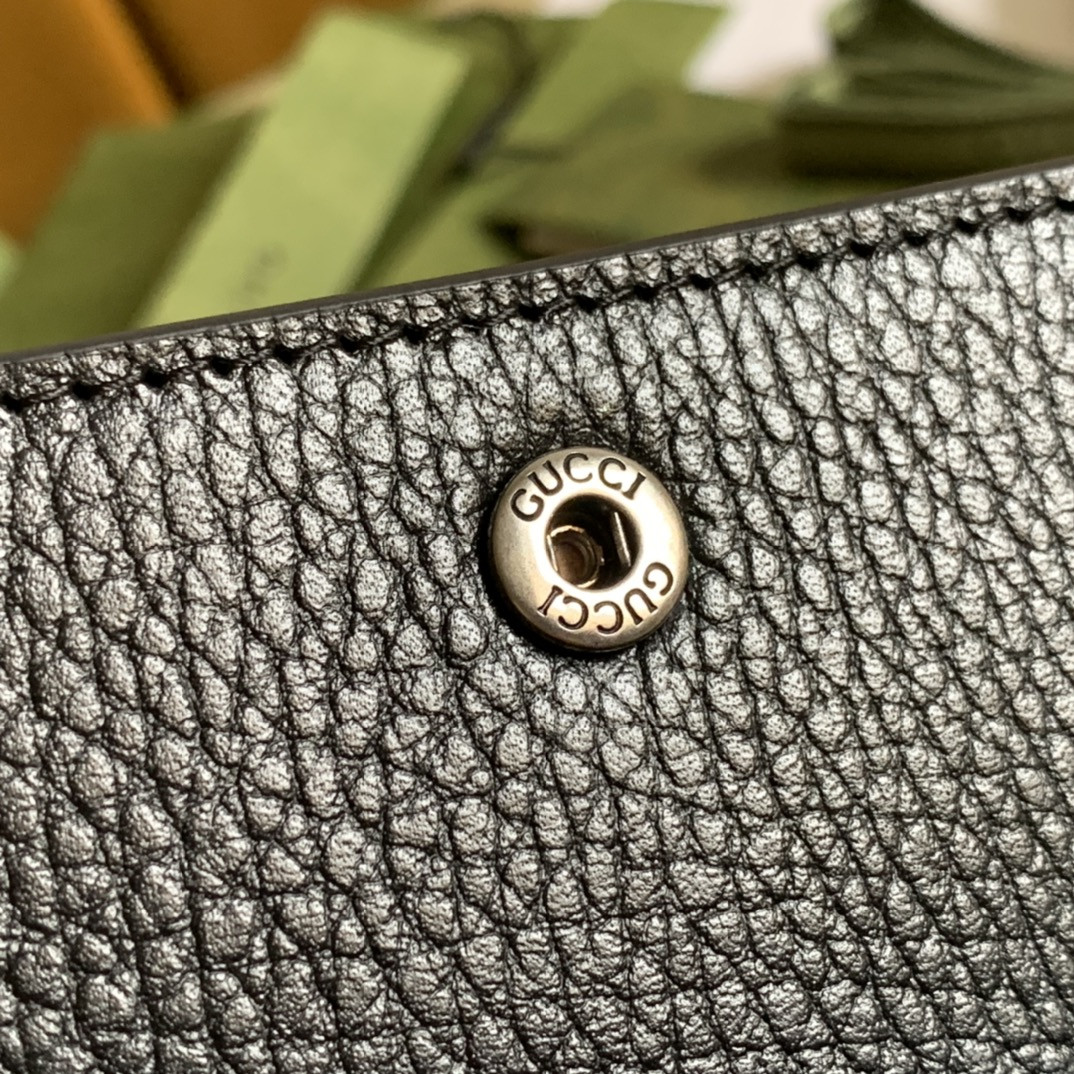 GUCCI DIONYSUS LEATHER SUPER MINI BAG BLACK 6.5"Wx3.9"Hx1.6"D