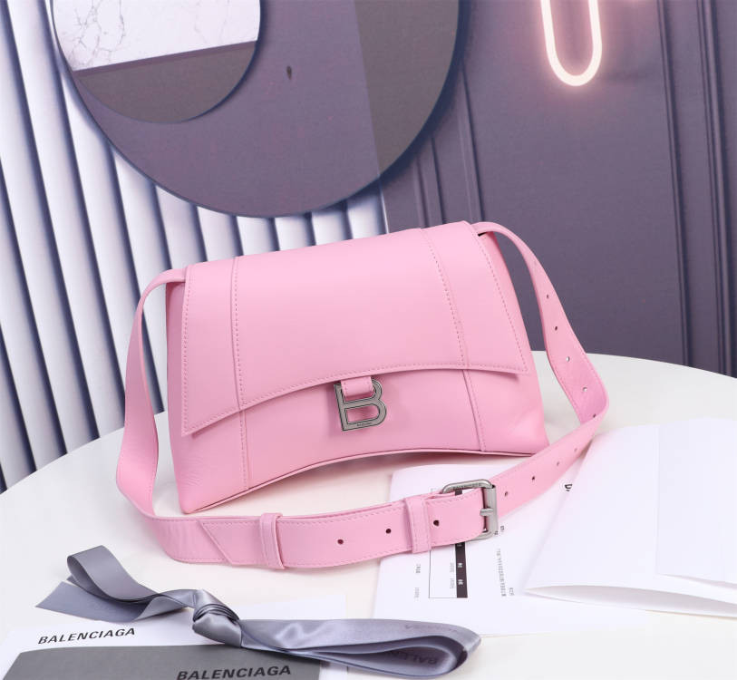 Balenciaga WOMEN'S HOURGLASS HINGE MEDIUM HANDBAG IN PINK L12 x H6,7 x W4,1 inch