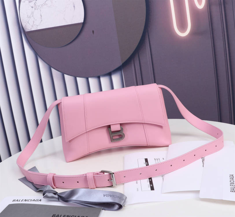 Balenciaga WOMEN'S HOURGLASS WALLET SHOULDER BAG IN PINK L9 x H5.9 x W3.9 inch