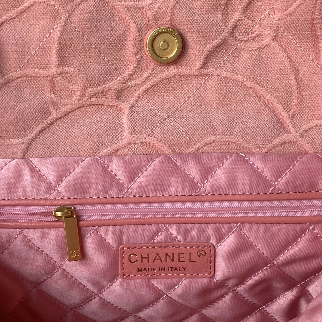 CHANEL 22 HANDBAG velvet pink 15.2×16.4×3.1 in