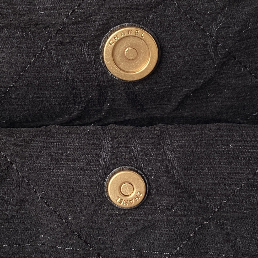 CHANEL 22 SMALL HANDBAG velvet BLACK 13.7×14.4×2.7 in
