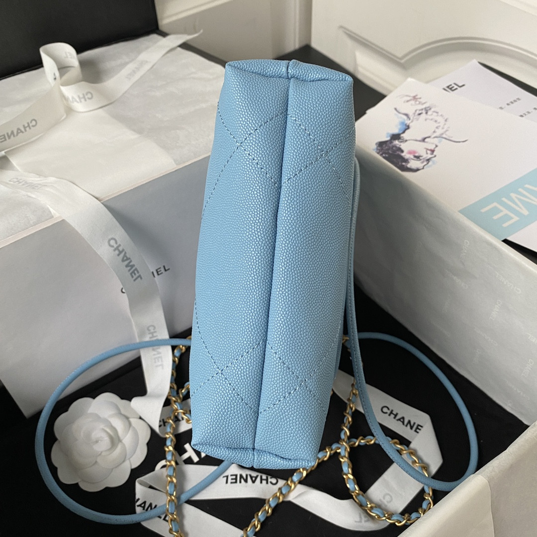 CHANEL 22 MINI HANDBAG GRAINED LEATHER BLUE 7.8 × 7.4 × 2.3 in