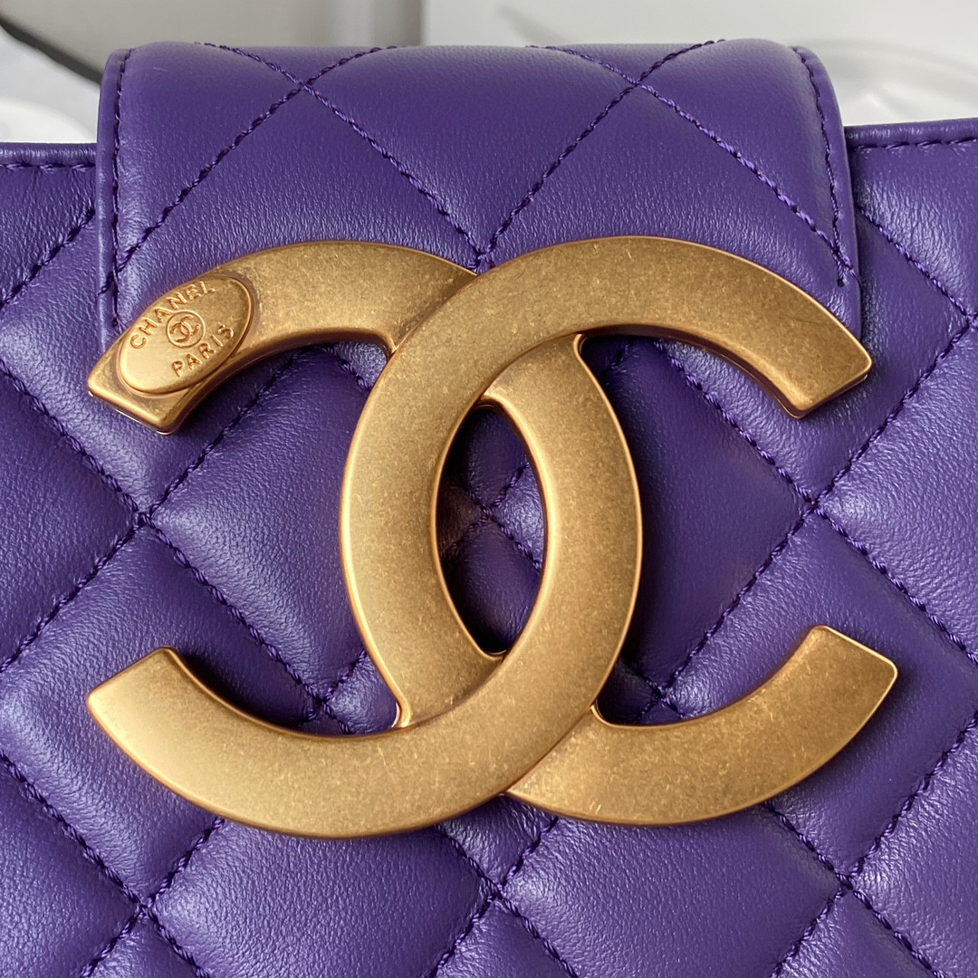 CHANEL BAGUETTE BAG PURPLE 17.5×20×5cm