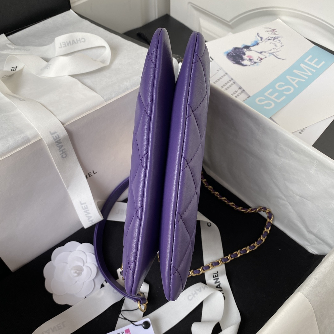 CHANEL BAGUETTE BAG PURPLE 17.5×20×5cm
