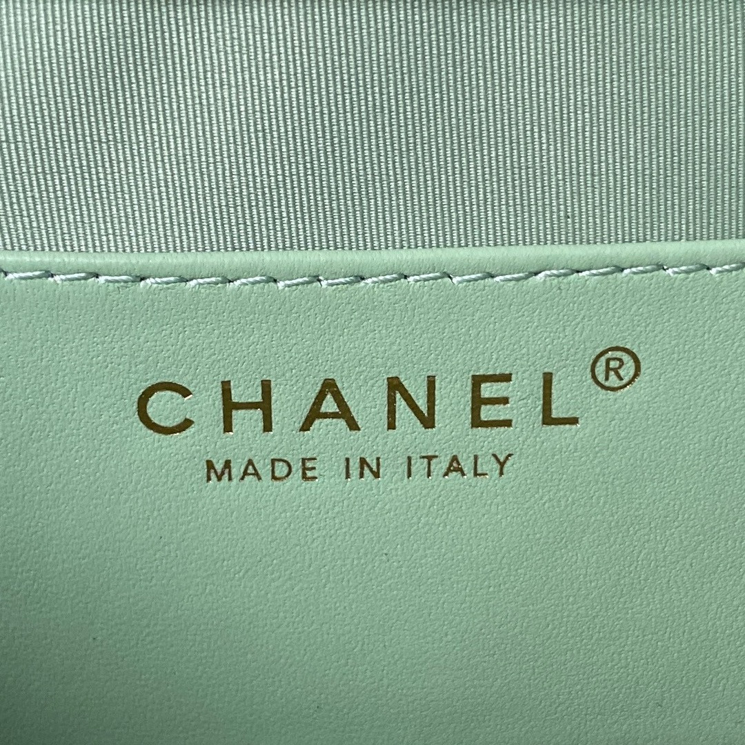 CHANEL BAGUETTE BAG LIGHT GREEN 4.5 × 9.4 × 1.8 in