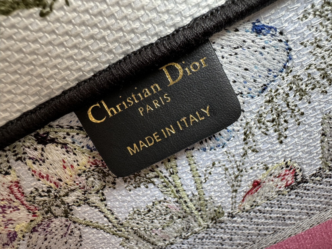 Medium Dior Book Tote  White Multicolor Mexico Millefiori Embroidery 14 x 11 x 6.5 inches