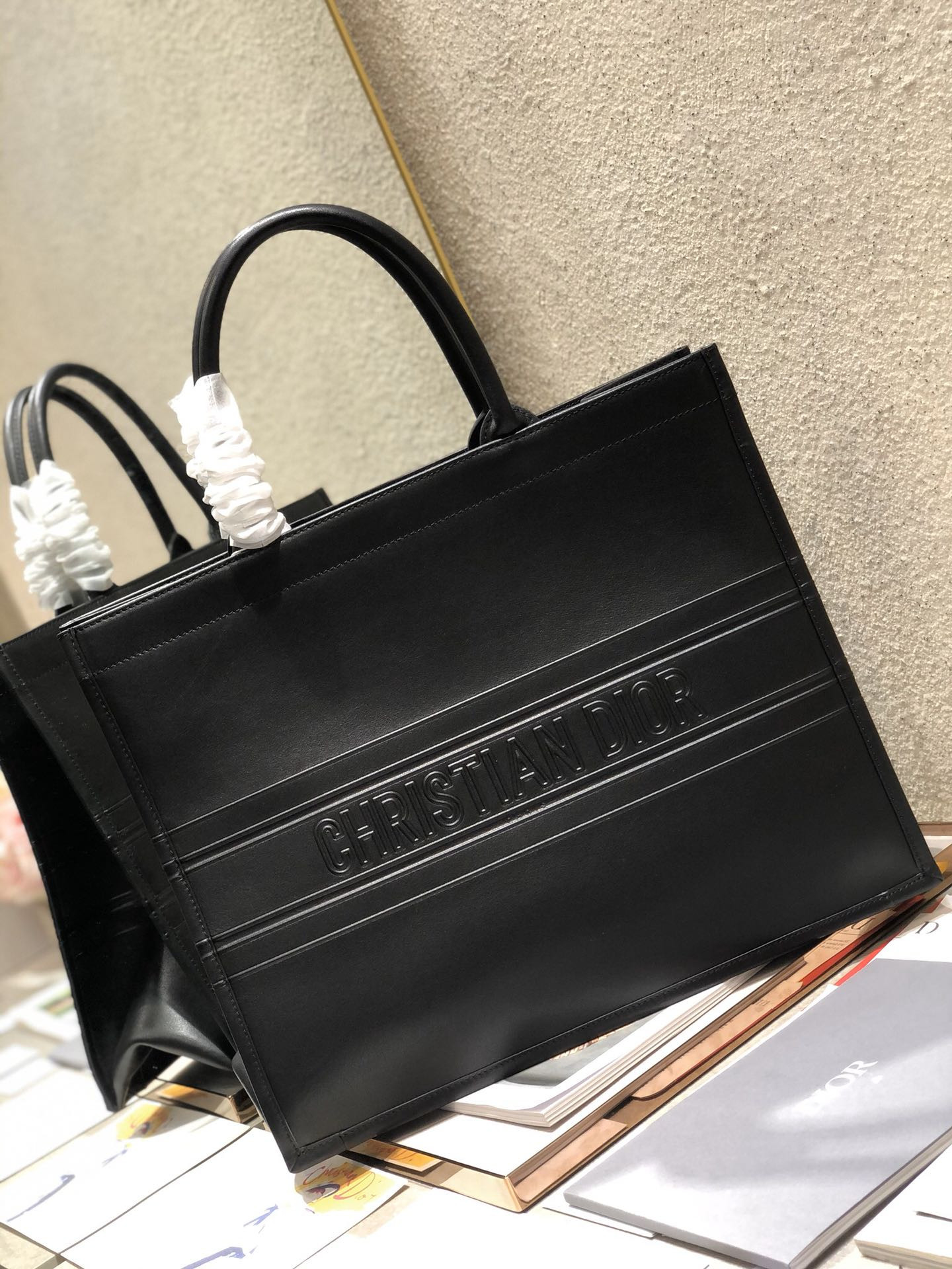 Large Dior Book Tote Black Dior Oblique Embossed Calfskin 16.5 x 14 x 7.5 inches