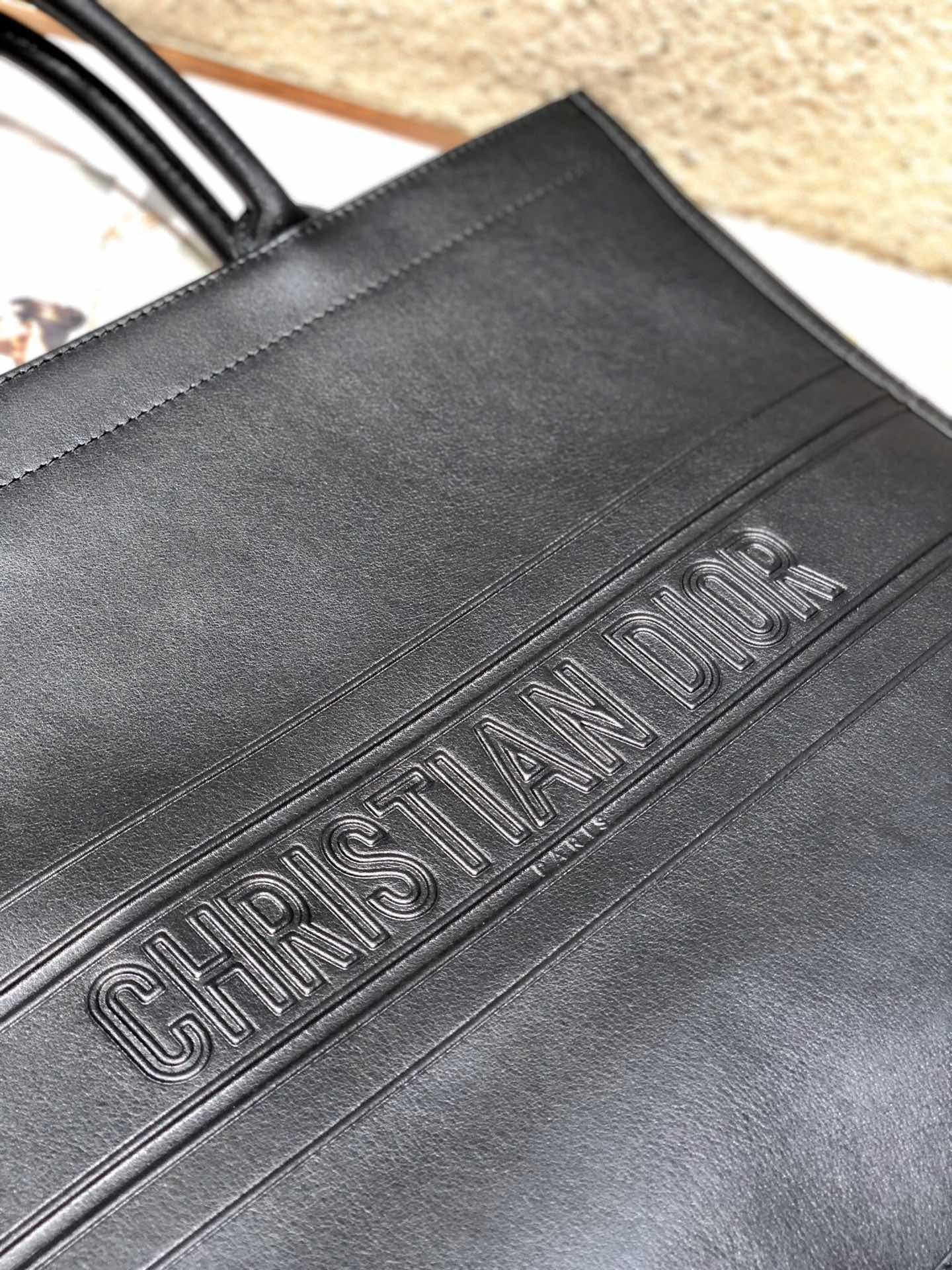 Large Dior Book Tote Black Dior Oblique Embossed Calfskin 16.5 x 14 x 7.5 inches