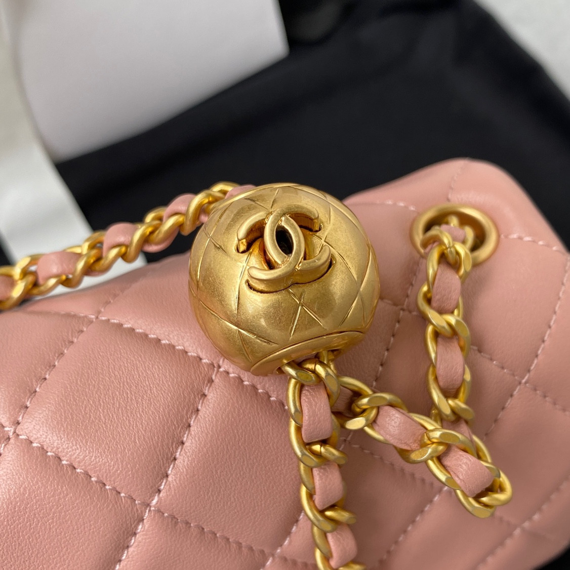 CHANEL MINI FLAP BAG SHINY CALFSKIN & gold-TONE METAL PINK 4.7 × 7.8 × 2.3 in