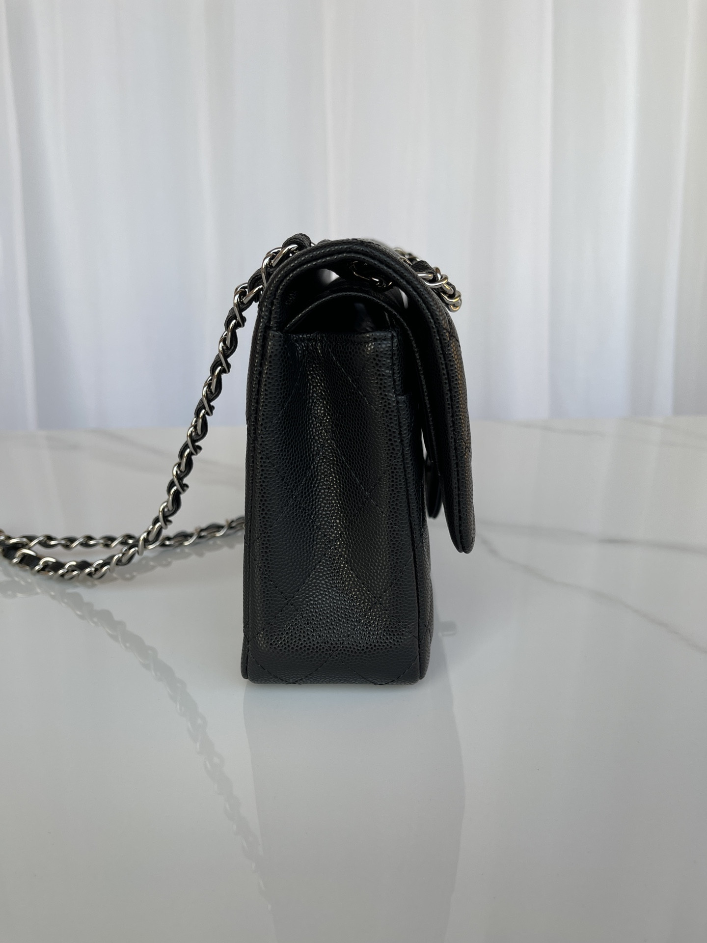 CHANEL CLASSIC HANDBAG GRAINED CALFSKIN 6 × 9.9 × 2.5 in