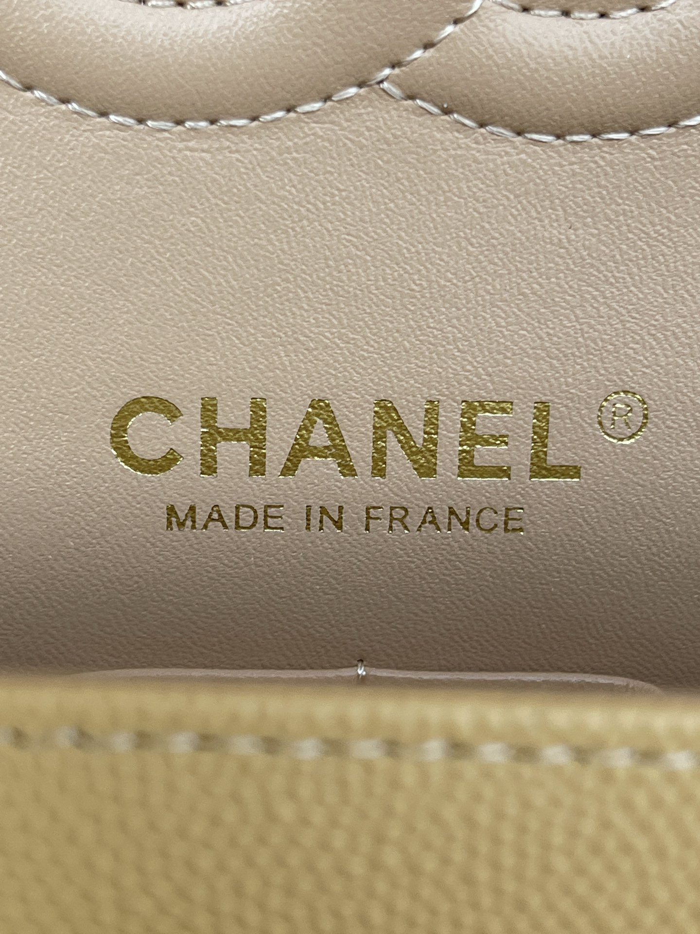 CHANEL CLASSIC HANDBAG GRAINED CALFSKIN & GOLD-TONE METAL YELLOW 6 × 9.9 × 2.5 in