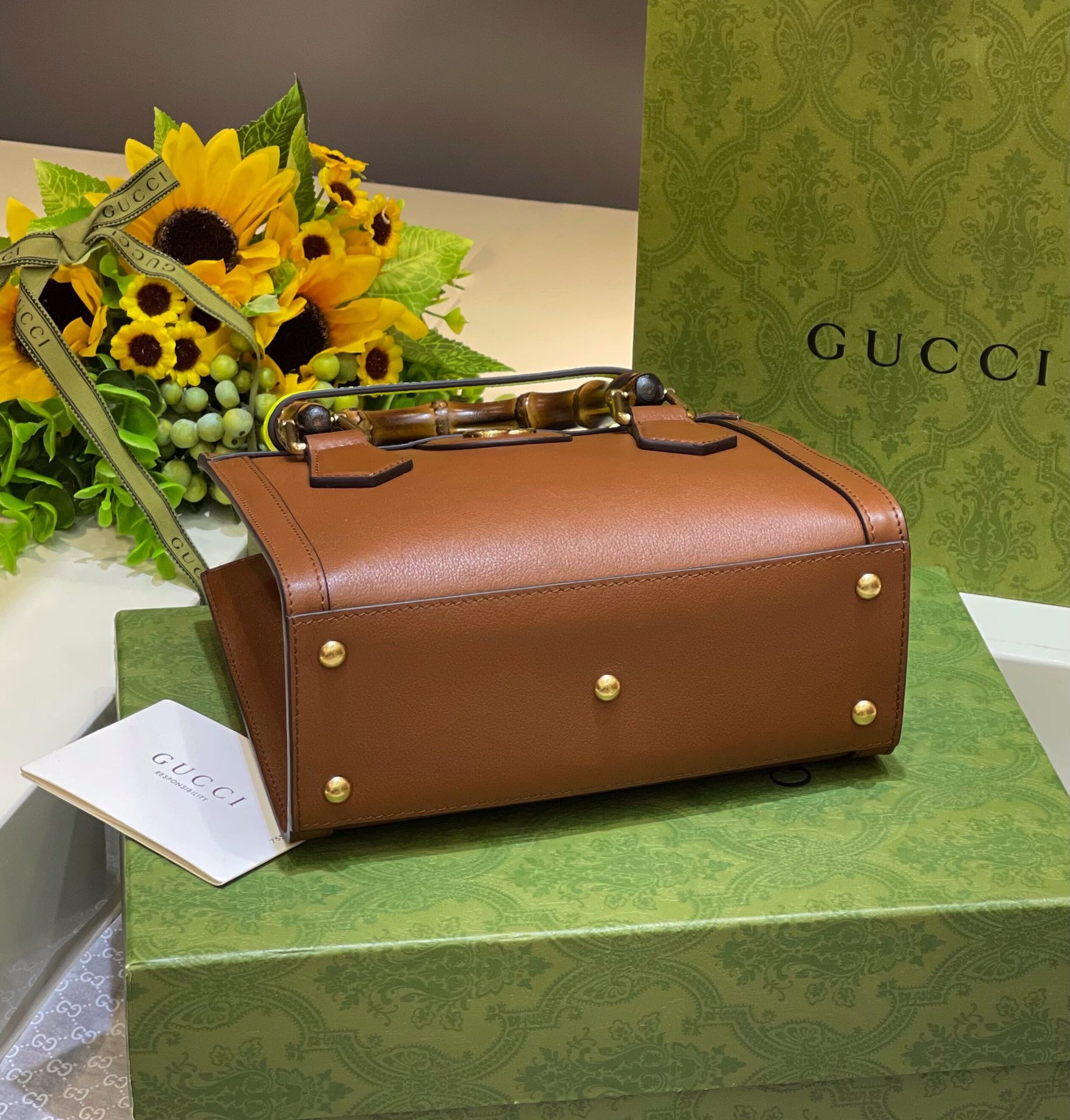GUCCI DIANA MINI TOTE BAG Brown 20W x 16H x 10D CM