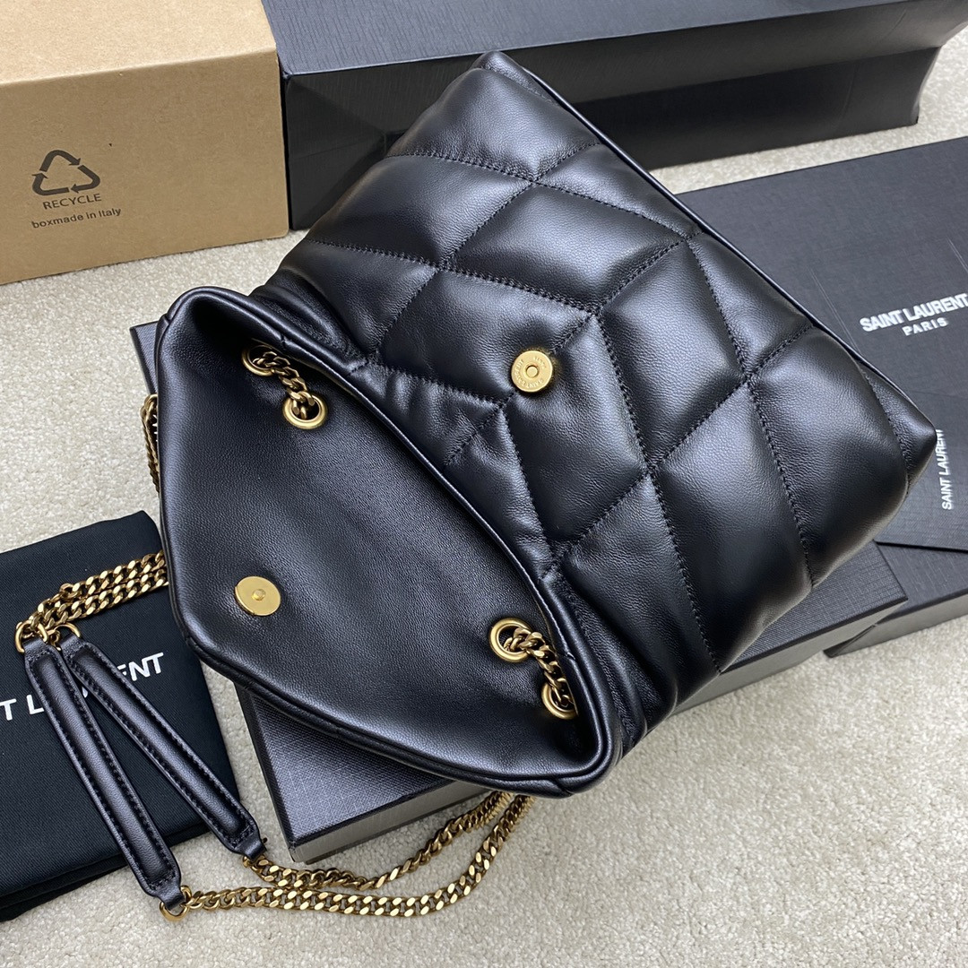 YSL PUFFER IN LEATHER BLACK 23 X 15.5 X 5.8 CM