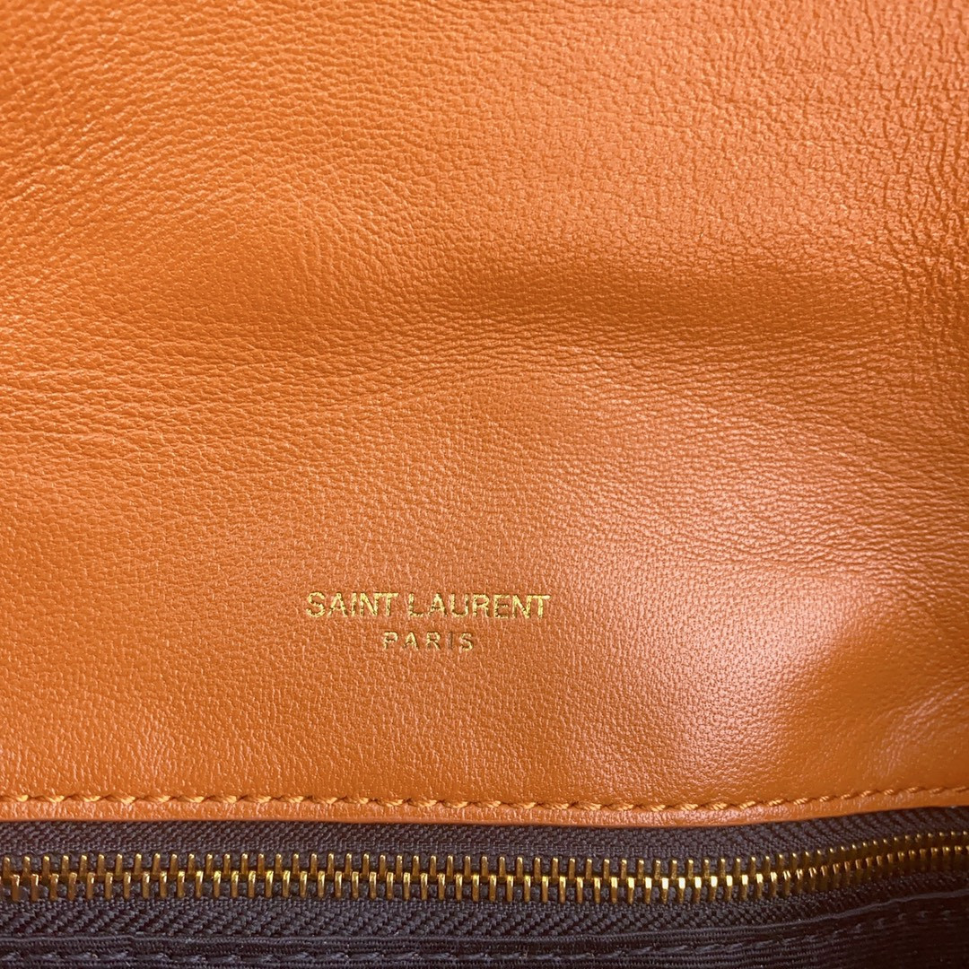 YSL PUFFER IN LEATHER ORANGE 23 X 15.5 X 5.8 CM
