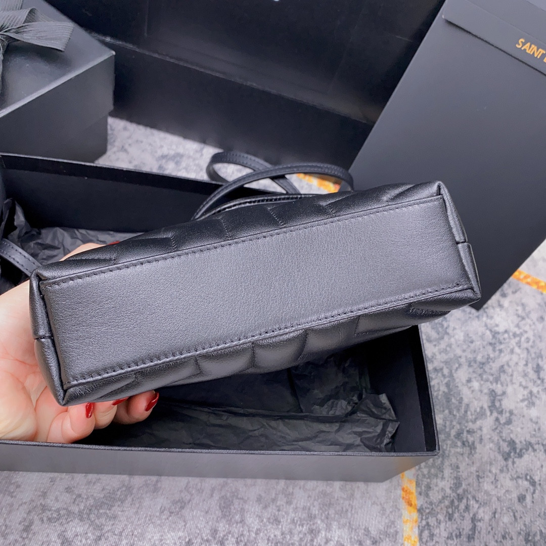 YSL TOY LOULOU IN QUILTED LEATHER ALL BLACK 7.9 X 5.5 X 3 INCHES
