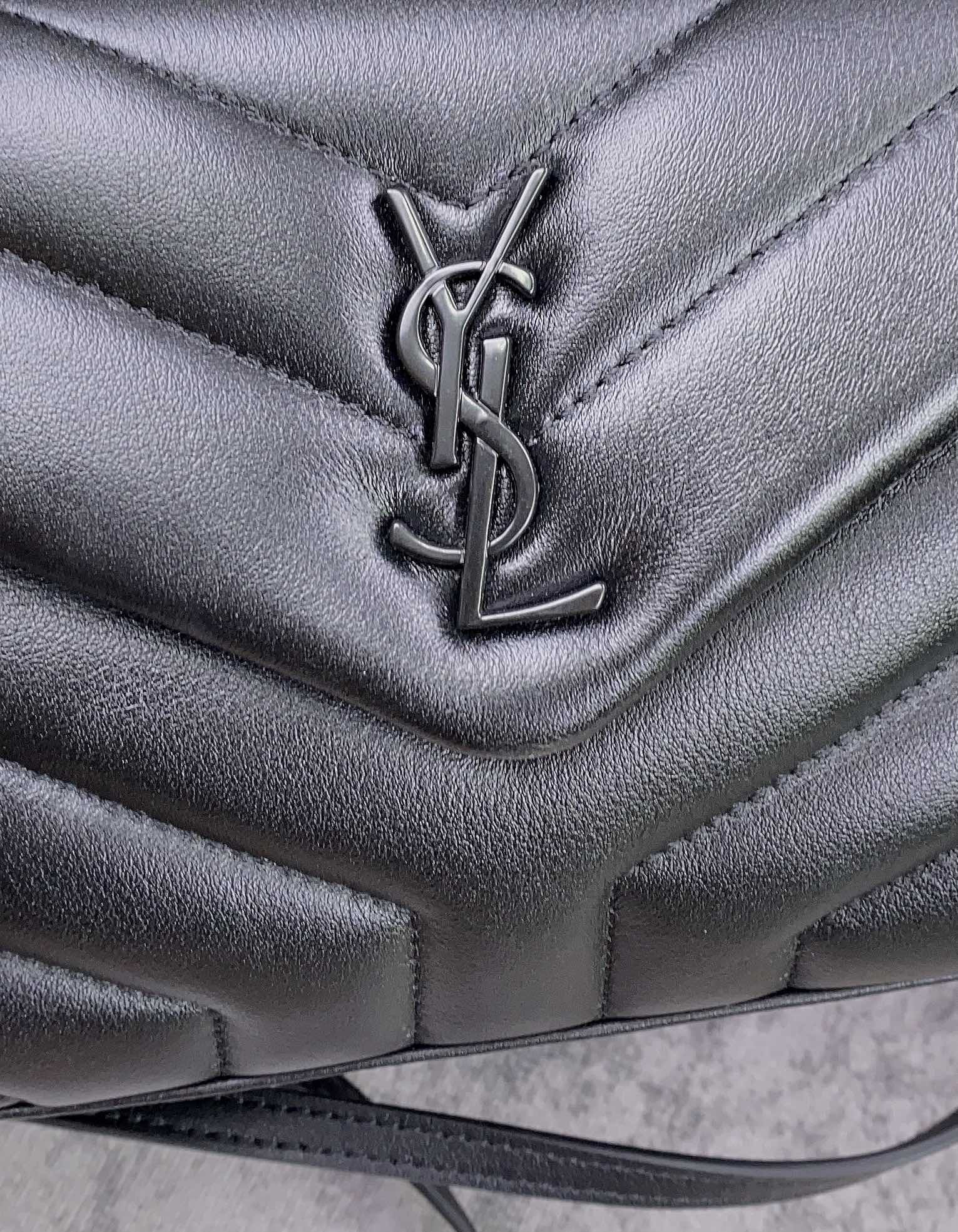 YSL TOY LOULOU IN QUILTED LEATHER ALL BLACK 7.9 X 5.5 X 3 INCHES