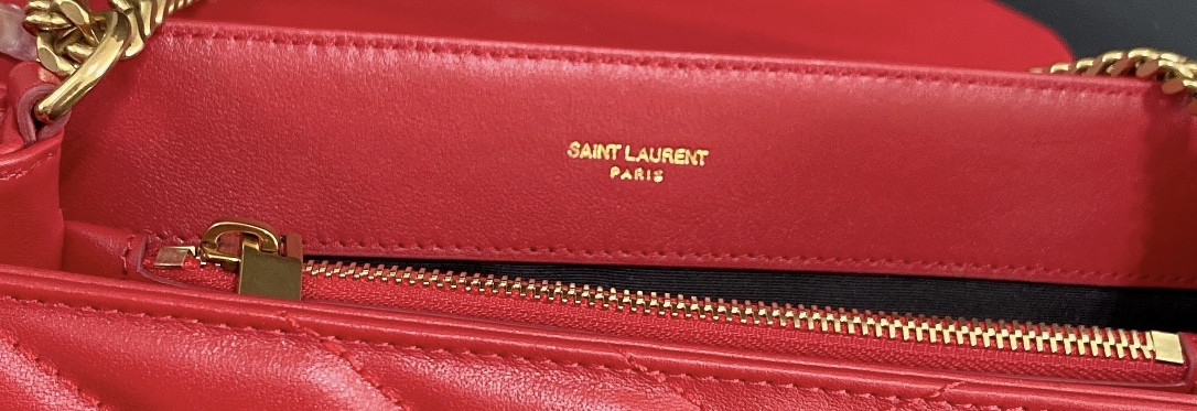 YSL LOULOU MEDIUM IN QUILTED LEATHER RED 12.5 X 8.6 X 3.5 INCHES