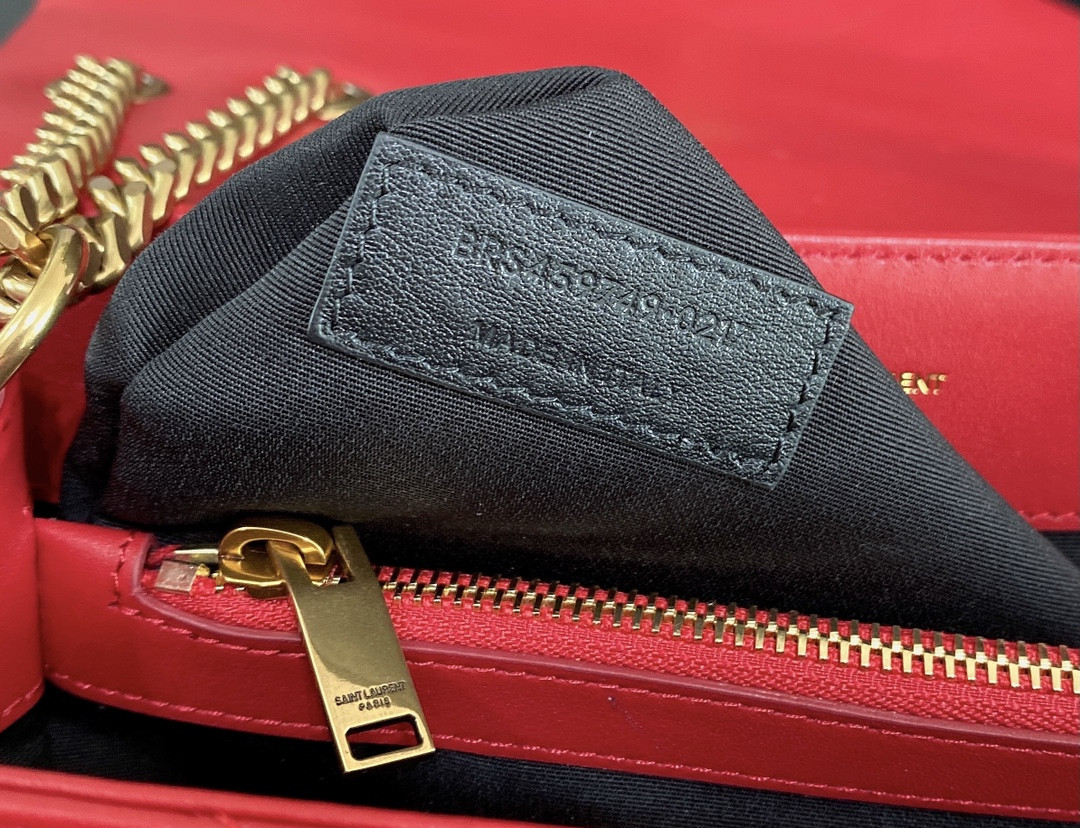 YSL LOULOU MEDIUM IN QUILTED LEATHER RED 12.5 X 8.6 X 3.5 INCHES